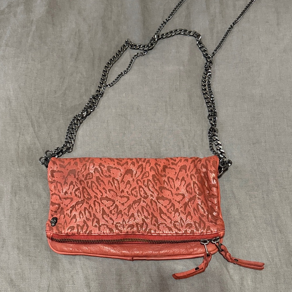 Zadig&Voltaire Red Leopard Print crossbody bag with chain